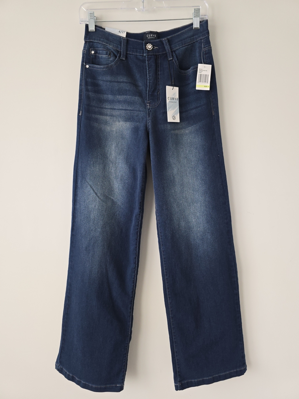 Curve Appeal High Riae Wide Leg Jeans 4/27 Dark Wash NWT